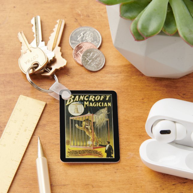 Llavero Poster Mágico Vintage, Magician Bancroft y Lion (Escritorio )