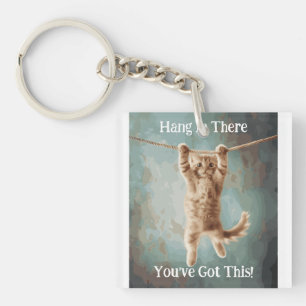 Llavero Póster Motivacional Divertido del Gato "Aguanta"