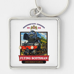 Llavero Póster Retro de la Locomotora de Vapor Flying Scot