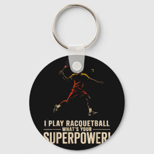 Llavero Póster retro de superpoder divertido de raquetbol