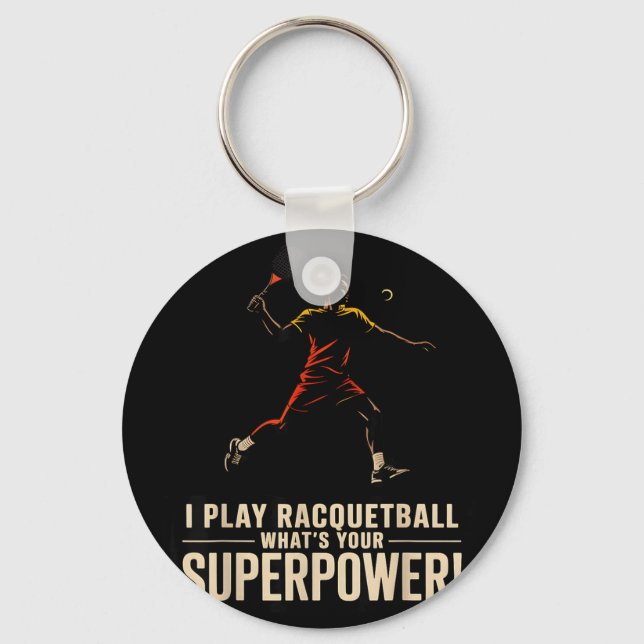 Llavero Póster retro de superpoder divertido de raquetbol  (Anverso)