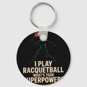 Llavero Póster retro divertido de superpoder de raquetbol 
