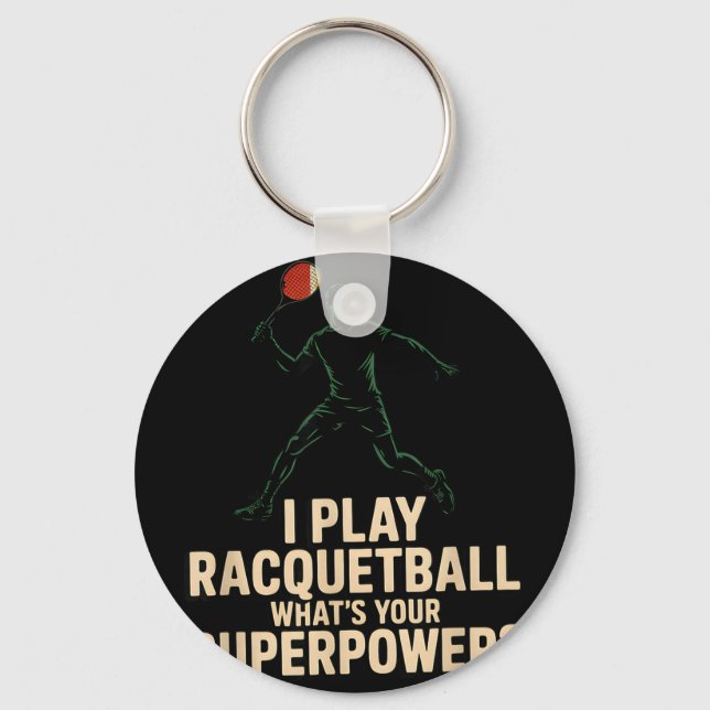 Llavero Póster retro divertido de superpoder de raquetbol  (Anverso)