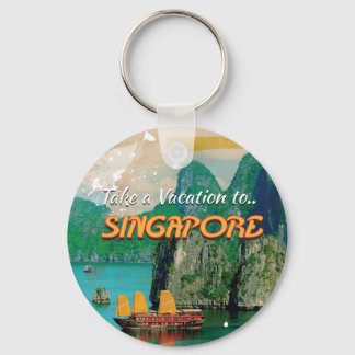 Llavero Póster vintage de vacaciones en Singapur.
