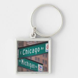Llavero Postes indicadores de la avenida de Chicago y de