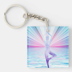 Llavero Postura de Yoga Pastel Zen y Meditación