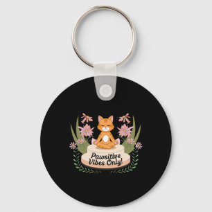 Llavero Posturas de yoga solo vibraciones positivas gatito