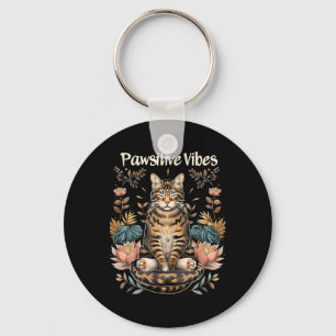 Llavero Posturas de yoga solo vibraciones positivas gatito