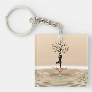 Llavero Posturas de Yoga y Posición del Árbol de Loto Zen