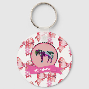 Llavero Potro moderno rosado lindo personalizado