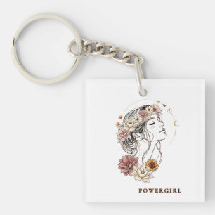 Llavero Powergirl - Mujer Floral, Fuerza y Amor Propio