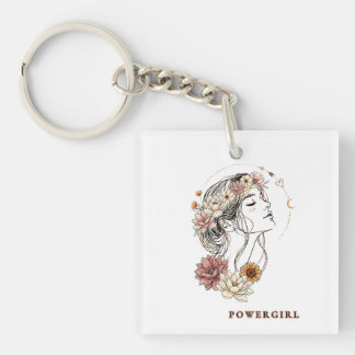 Llavero Powergirl - Mujer Floral, Fuerza y Amor Propio