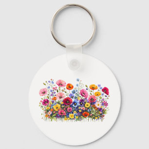 Llavero Prado de flores silvestres con floraciones natural