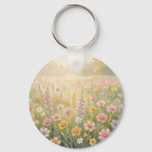 Llavero Prado de flores silvestres soñador acuarela floral