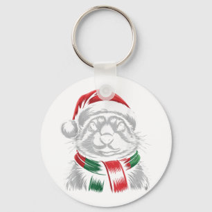 Llavero Prairie Dog Xmas Santa Hat Scarf Navidades disstum