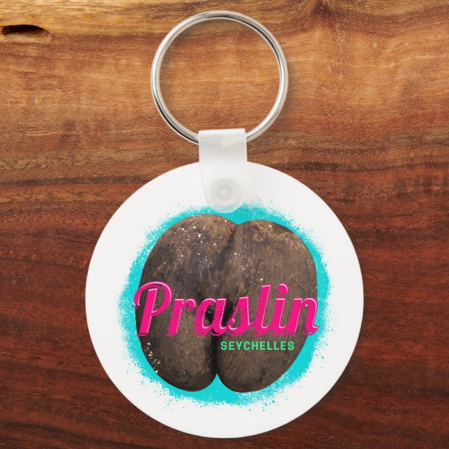 Llavero Praslin Seychelles, recuerdo de la época del Océan (Anverso)