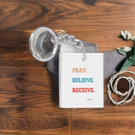 Llavero Pray Believe Recibir Keychain cuadrado de doble ca