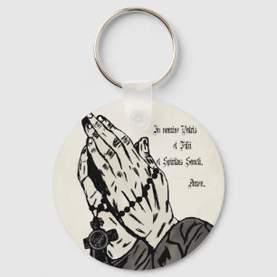 Llavero Praying Hands (With Sign of the Cross)