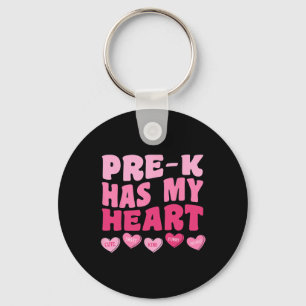 Llavero Pre-k Tiene Mi Corazón Groovy Día de San Valentín