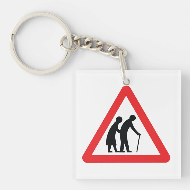 Llavero PRECAUCIÓN Personas de edad avanzada - Rótulo de t (Frente)