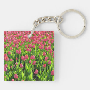 Llavero Precioso Campo de Tulipanes Rosas