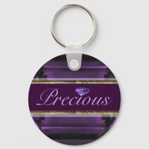 Llavero Precioso Diseño de Gema Púrpura, Violeta