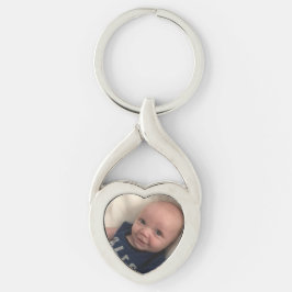 Llavero Precious Baby Photo Keychain Silver Heart Template