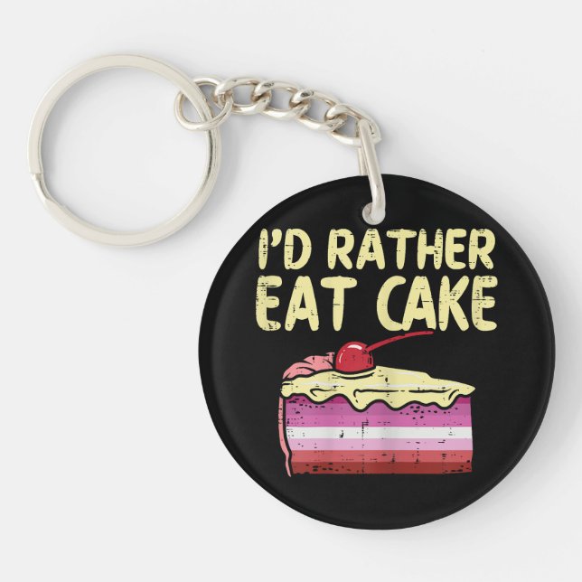 Llavero Prefiero comer pastel de orgullo gay con bandera l (Frente)