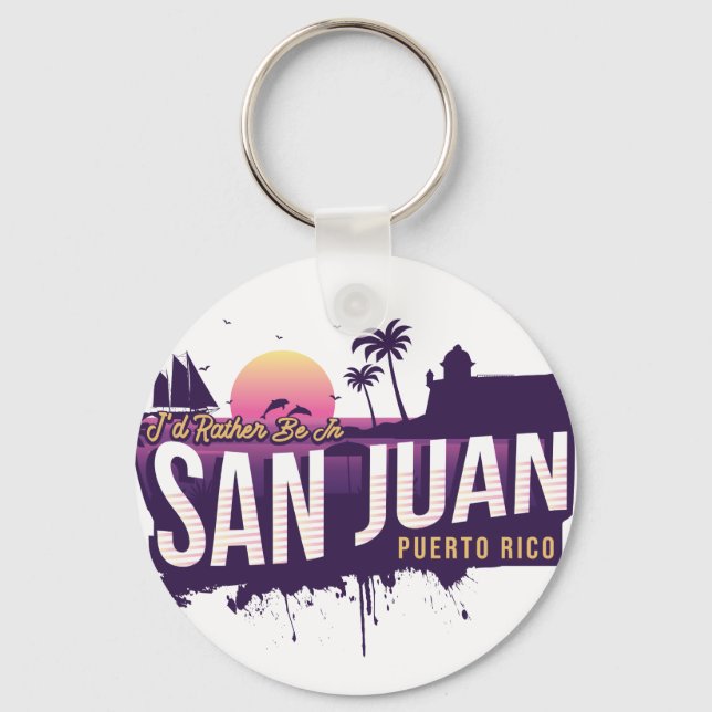 Llavero Prefiero estar en San Juan Puerto Rico Viejo Sol (Anverso)