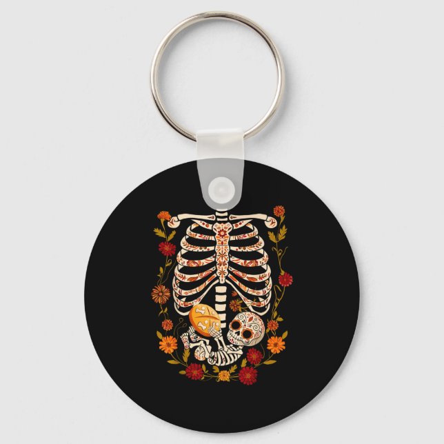 Llavero Pregnancy Skeleton Dia De Los Muertos Mexican Bell (Anverso)
