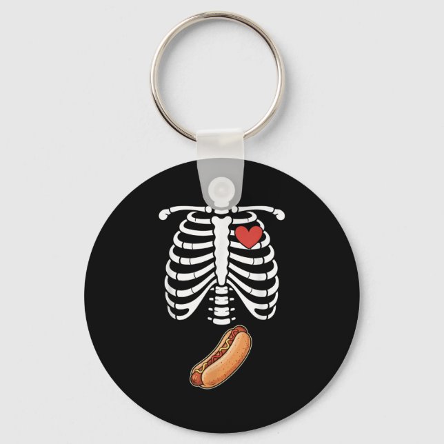 Llavero Pregnancy Skeleton Hotdog Belly Bump Rib Cage Hall (Anverso)
