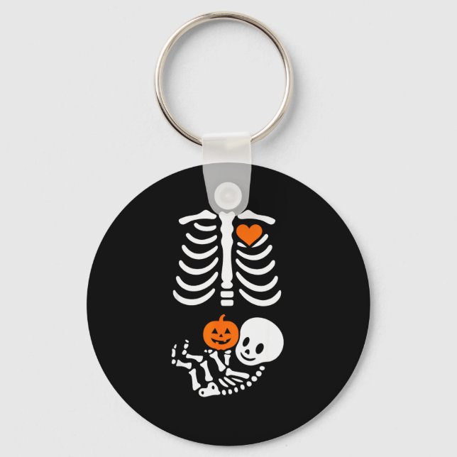 Llavero Pregnant Skeleton Baby Bump Funny Halloween Tee  (Anverso)