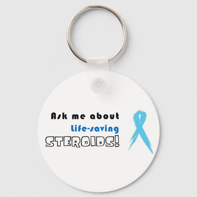 Llavero ¡Pregúntame sobre los esteroides que salvan vidas! (Anverso)