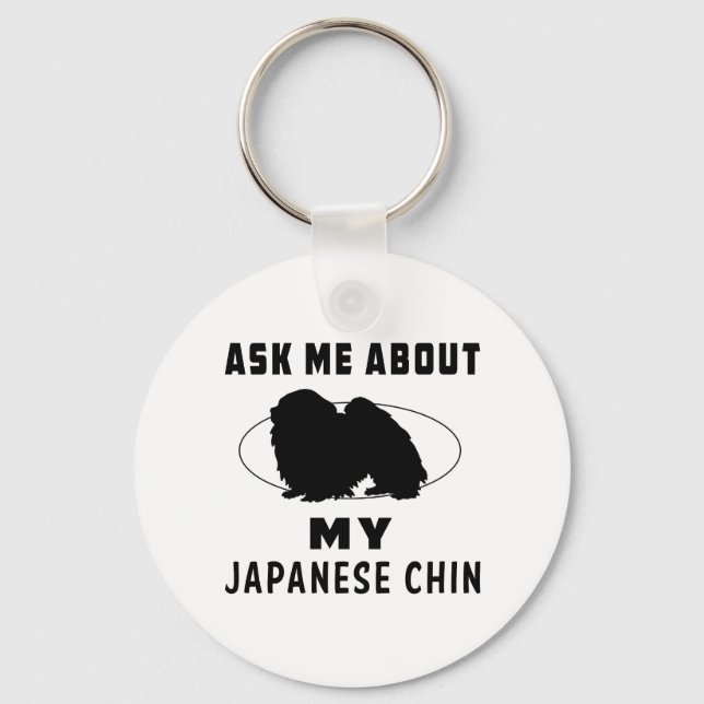 Llavero Pregúntame sobre mi mentón japonesa (Anverso)