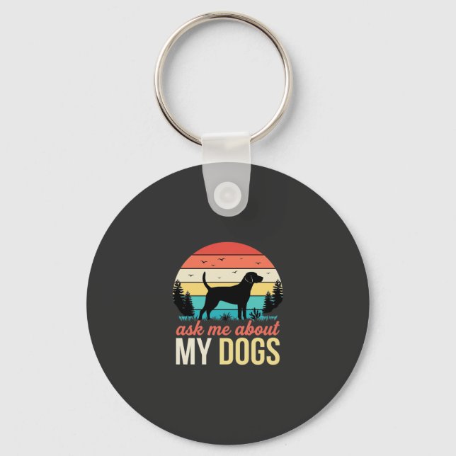 Llavero Pregúntame sobre mis perros Retro Sunset_1 (Anverso)