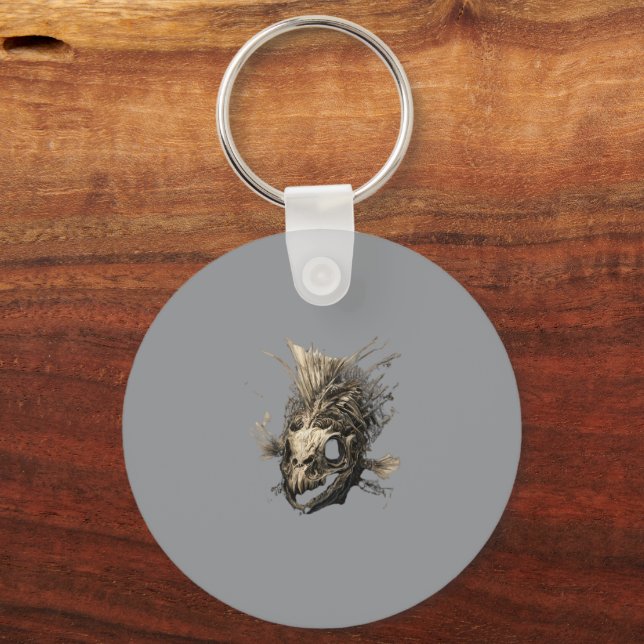 Llavero Prehistoric Fish Skull Grunge Dark Art (Anverso)