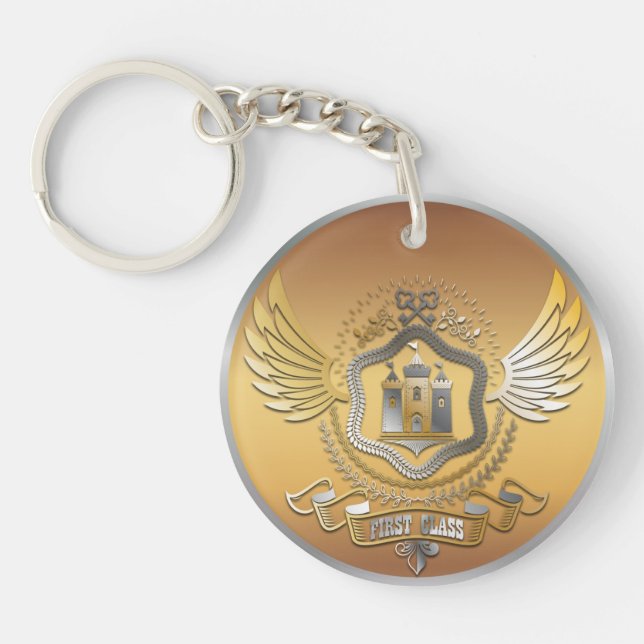 Llavero Premio ganador de plata de oro NOMBRE personalizad (Frente)