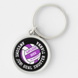Llavero Premio personalizado de Netball sports morado blan