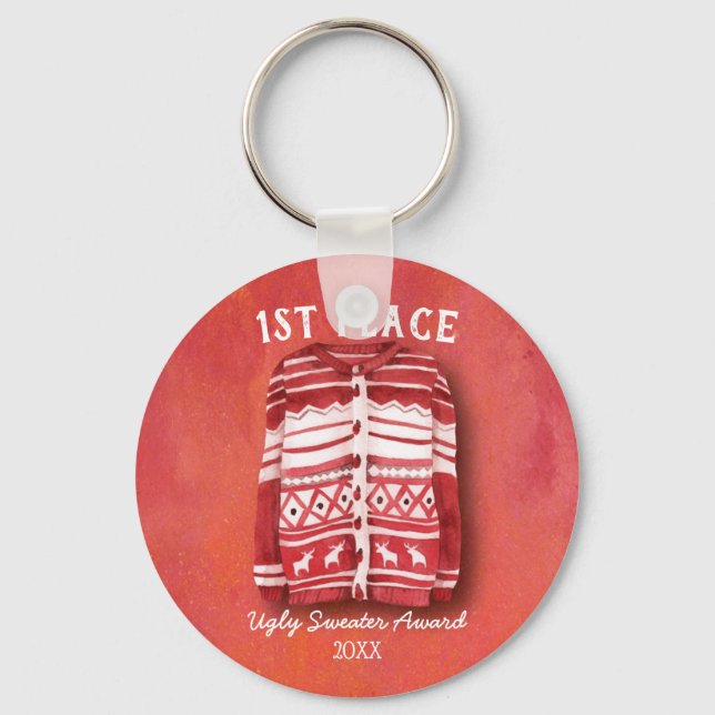 Llavero Premio Tacky de Suéter Feo (Anverso)