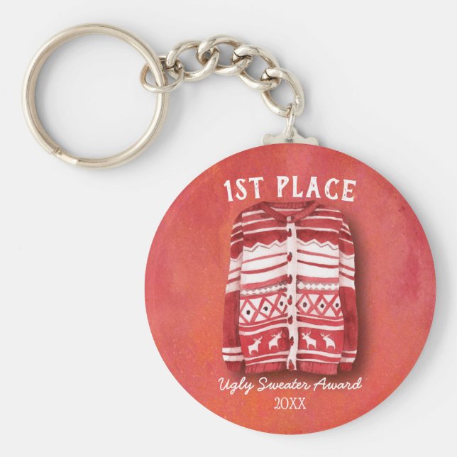 Llavero Premio Tacky de Suéter Feo (Frente)