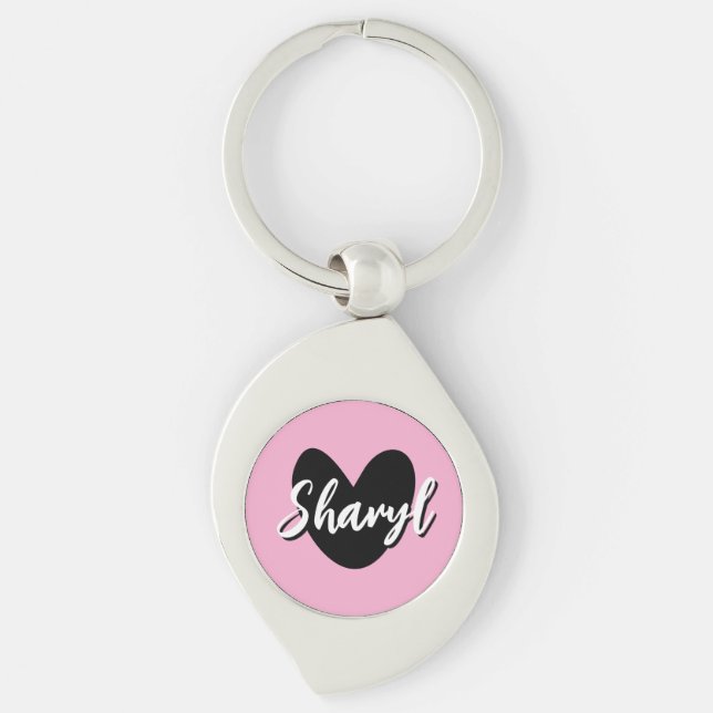 Llavero premium personalizado con corazón negro (Anverso)