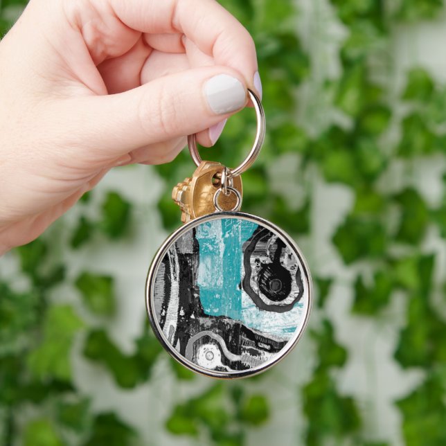 Llavero Premium Round Large Surface Current Abstract Flow  (Mano)