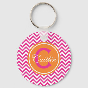 Llavero Preppy Chevron in Hot Pink