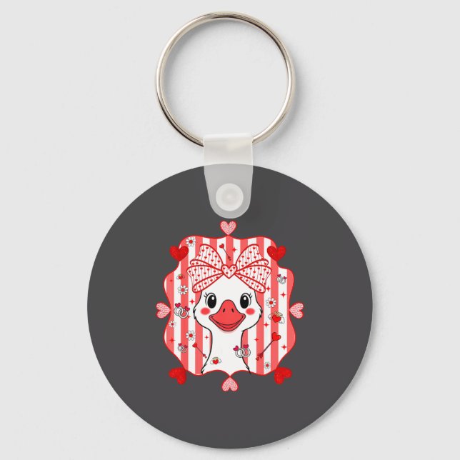 Llavero Preppy Cute Goose Coquette Bow Valentine's Day Wom (Anverso)