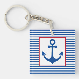 Llavero Preppy Nautical Stripes and Anchor Personalized
