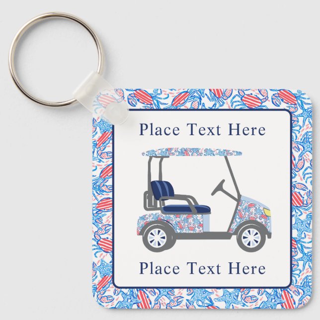 Llavero Preppy Patriotic Crabs Golf Cart (Anverso)
