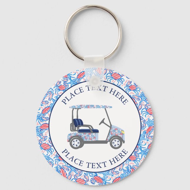Llavero Preppy Patriotic Crabs Golf Cart (Anverso)