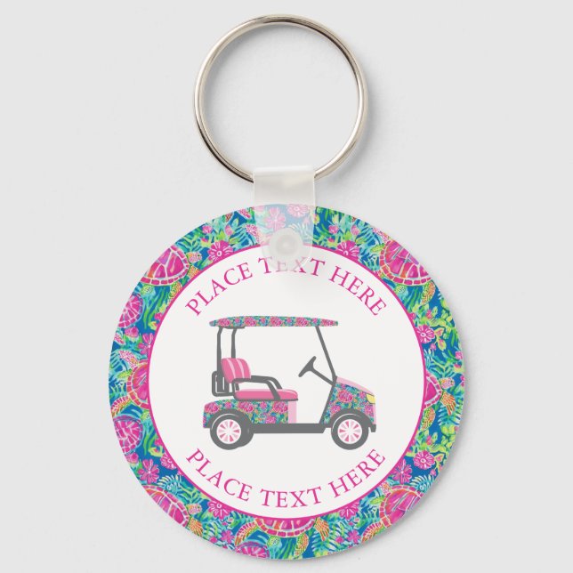Llavero Preppy Sea Turtles Golf Cart (Anverso)