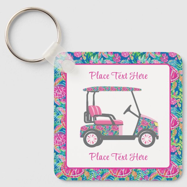 Llavero Preppy Sea Turtles Golf Cart (Anverso)