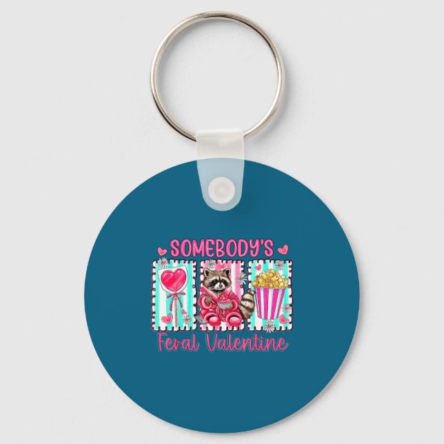Llavero Preppy Somebody's Feral Valentine Raccoon Valentin (Anverso)